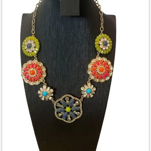Vintage Avon Colorful Floral Chunky Statement Necklace Coastal Beach Jewelry